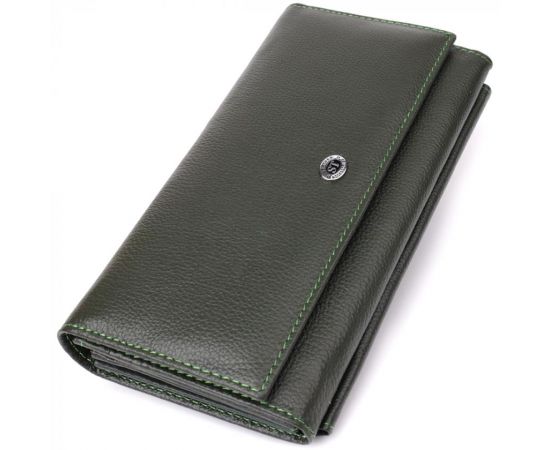Купить Горизонтальный кошелек с карманом для телефона из натуральной кожи ST Leather 23068 Зеленый, фото , характеристики, отзывы