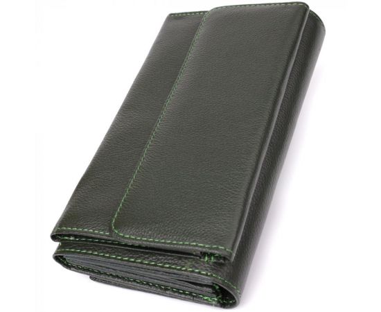Купить Горизонтальный кошелек с карманом для телефона из натуральной кожи ST Leather 23068 Зеленый, фото , изображение 2, характеристики, отзывы
