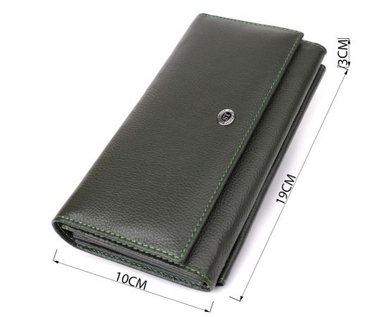 Купить Горизонтальный кошелек с карманом для телефона из натуральной кожи ST Leather 23068 Зеленый, фото , изображение 3, характеристики, отзывы