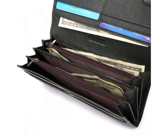 Купить Горизонтальный кошелек с карманом для телефона из натуральной кожи ST Leather 23068 Зеленый, фото , изображение 7, характеристики, отзывы