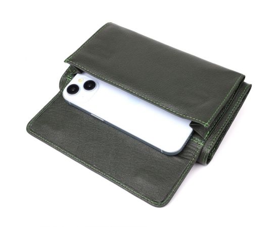 Купить Горизонтальный кошелек с карманом для телефона из натуральной кожи ST Leather 23068 Зеленый, фото , изображение 8, характеристики, отзывы