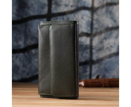 Купить Горизонтальный кошелек с карманом для телефона из натуральной кожи ST Leather 23068 Зеленый, фото , изображение 10, характеристики, отзывы