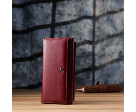Купить Женский кошелек с карманом для телефона из натуральной кожи ST Leather 23069 Бордовый, фото , изображение 11, характеристики, отзывы