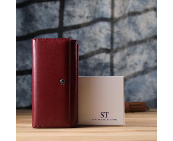 Купить Женский кошелек с карманом для телефона из натуральной кожи ST Leather 23069 Бордовый, фото , изображение 13, характеристики, отзывы
