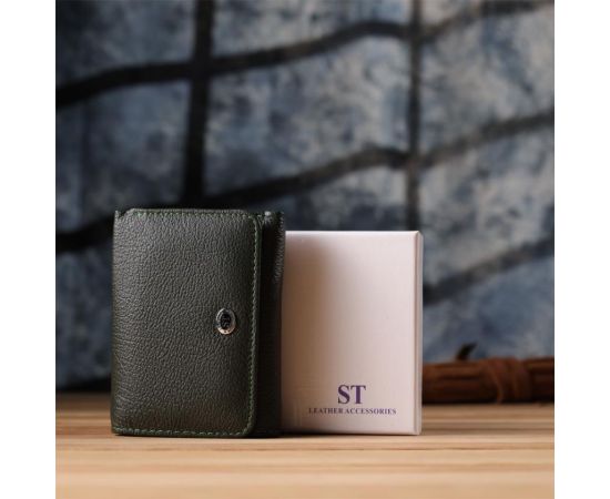 Купить Женский кошелек компактного размера из натуральной кожи ST Leather 23072 Зеленый, фото , изображение 12, характеристики, отзывы