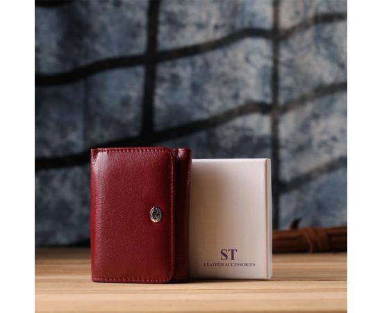Купить Компактный женский кошелек из натуральной кожи ST Leather 23073 Бордовый, фото , изображение 11, характеристики, отзывы