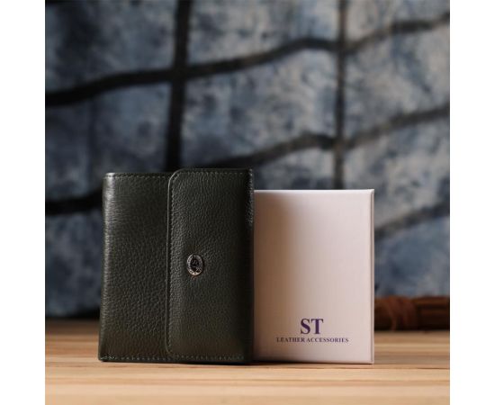 Купить Женский кошелек среднего размера из натуральной кожи ST Leather 23074 Зеленый, фото , изображение 11, характеристики, отзывы