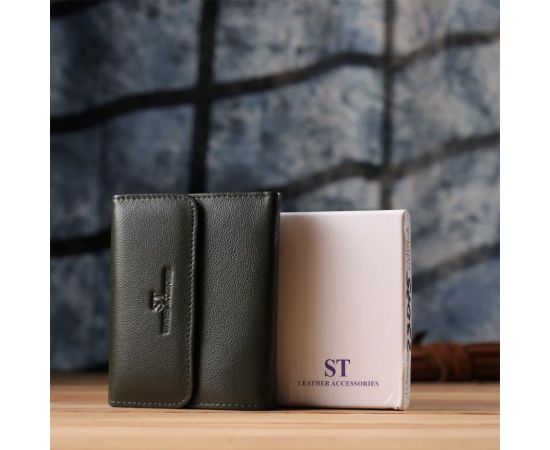 Купить Стильный кошелек среднего размера из натуральной кожи ST Leather 23075 Зеленый, фото , изображение 11, характеристики, отзывы