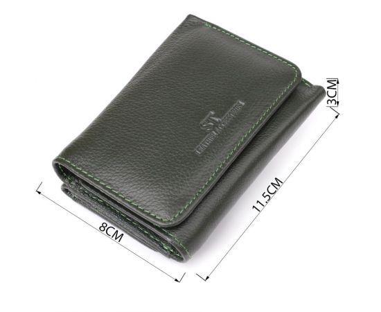 Купить Маленький кошелек удобного формата из натуральной кожи ST Leather 23076 Зеленый, фото , изображение 3, характеристики, отзывы