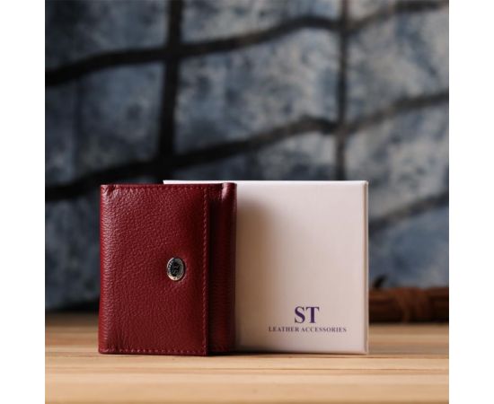 Купить Миниатюрный женский кошелек из натуральной кожи ST Leather 23082 Бордовый, фото , изображение 11, характеристики, отзывы