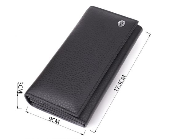 Купить Женский вертикальный кошелек из натуральной кожи ST Leather 23084 Черный, фото , изображение 3, характеристики, отзывы