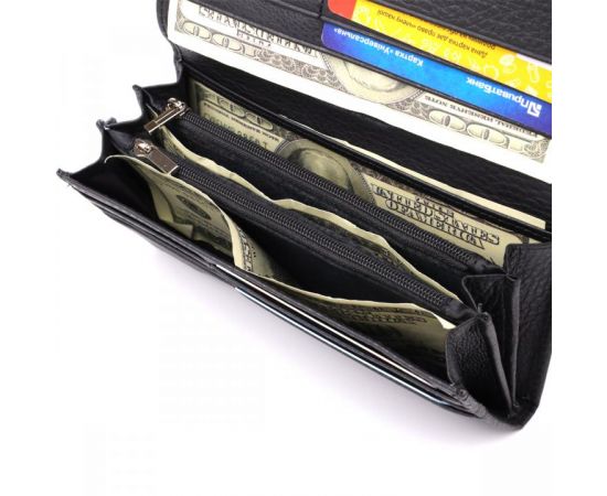 Купить Женский вертикальный кошелек из натуральной кожи ST Leather 23084 Черный, фото , изображение 7, характеристики, отзывы