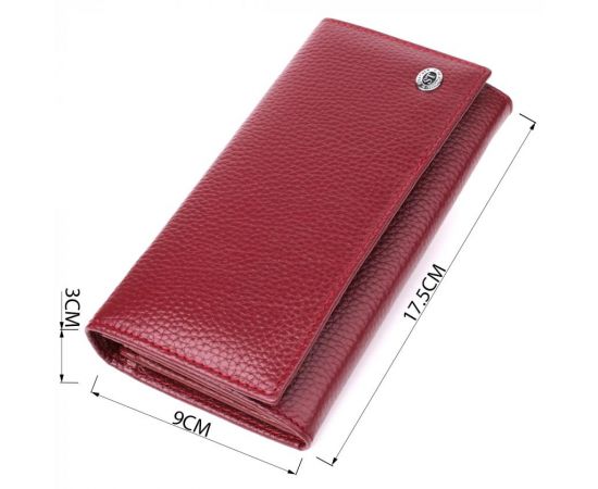 Купить Практичный вертикальный кошелек из натуральной кожи ST Leather 23085 Бордовый, фото , изображение 3, характеристики, отзывы