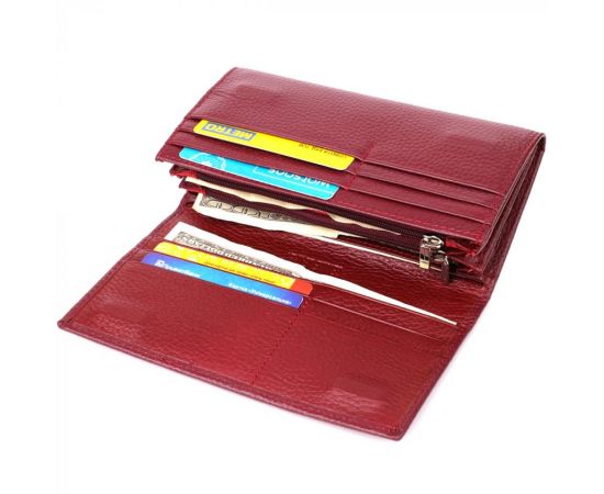 Купить Практичный вертикальный кошелек из натуральной кожи ST Leather 23085 Бордовый, фото , изображение 6, характеристики, отзывы