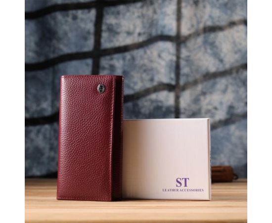 Купить Практичный вертикальный кошелек из натуральной кожи ST Leather 23085 Бордовый, фото , изображение 10, характеристики, отзывы