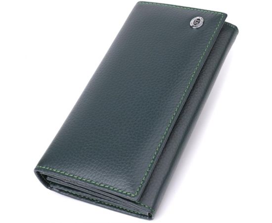 Купить Удобный вертикальный кошелек из натуральной кожи ST Leather 23086 Зеленый, фото , характеристики, отзывы