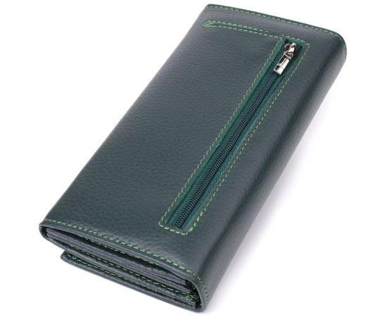 Купить Удобный вертикальный кошелек из натуральной кожи ST Leather 23086 Зеленый, фото , изображение 2, характеристики, отзывы