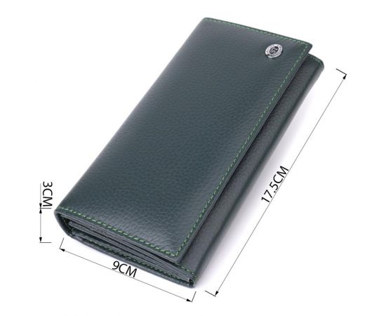 Купить Удобный вертикальный кошелек из натуральной кожи ST Leather 23086 Зеленый, фото , изображение 3, характеристики, отзывы