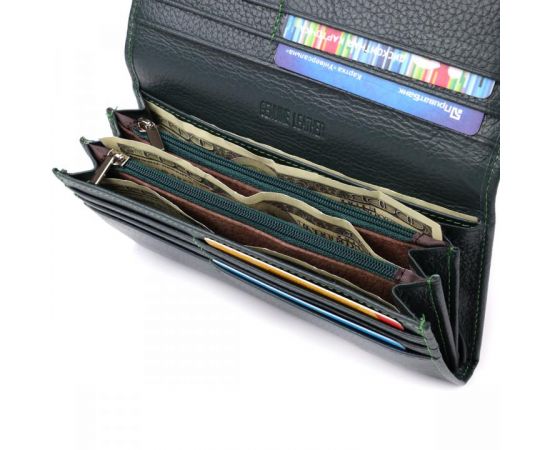 Купить Удобный вертикальный кошелек из натуральной кожи ST Leather 23086 Зеленый, фото , изображение 6, характеристики, отзывы