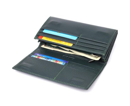Купить Удобный вертикальный кошелек из натуральной кожи ST Leather 23086 Зеленый, фото , изображение 7, характеристики, отзывы