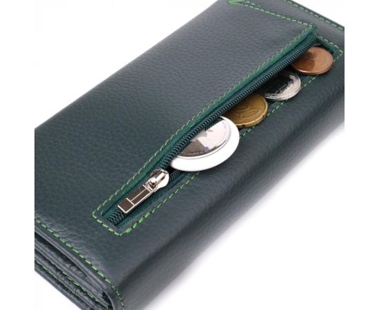 Купить Удобный вертикальный кошелек из натуральной кожи ST Leather 23086 Зеленый, фото , изображение 8, характеристики, отзывы