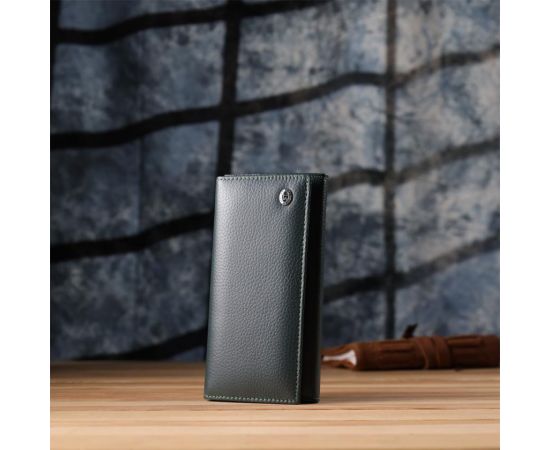 Купить Удобный вертикальный кошелек из натуральной кожи ST Leather 23086 Зеленый, фото , изображение 9, характеристики, отзывы