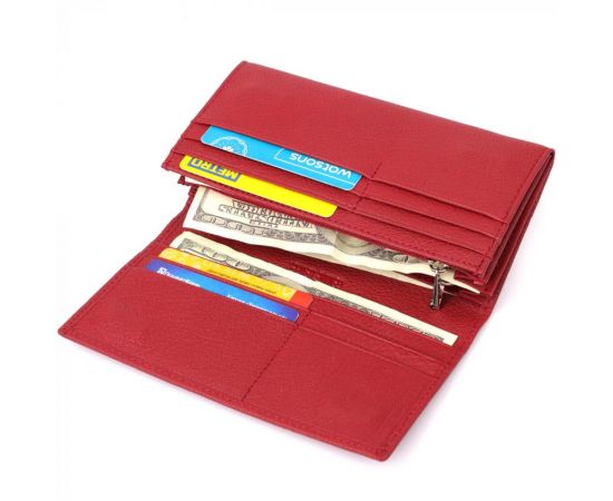 Купить Яркий вертикальный кошелек из натуральной кожи ST Leather 23087 Красный, фото , изображение 6, характеристики, отзывы