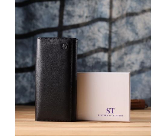 Купить Солидный женский кошелек из натуральной кожи ST Leather 23088 Черный, фото , изображение 12, характеристики, отзывы