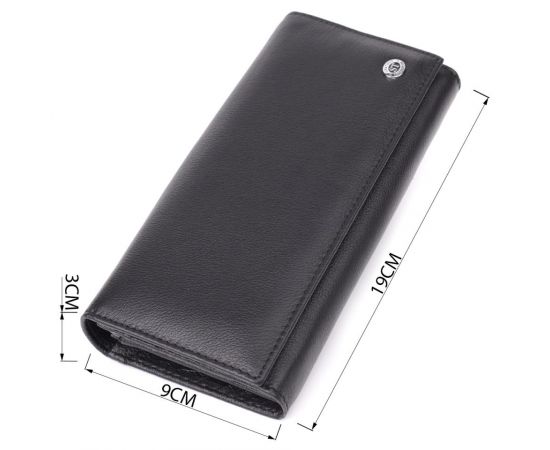 Купить Солидный женский кошелек из натуральной кожи ST Leather 23088 Черный, фото , изображение 3, характеристики, отзывы