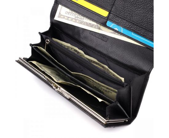 Купить Солидный женский кошелек из натуральной кожи ST Leather 23088 Черный, фото , изображение 8, характеристики, отзывы