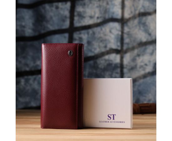Купить Практичный кошелек для женщин из натуральной кожи ST Leather 23098 Бордовый, фото , изображение 11, характеристики, отзывы