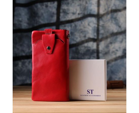 Купить Практичный женский кошелек-клатч с отделением под телефон из натуральной кожи ST Leather 23100 Красный, фото , изображение 11, характеристики, отзывы