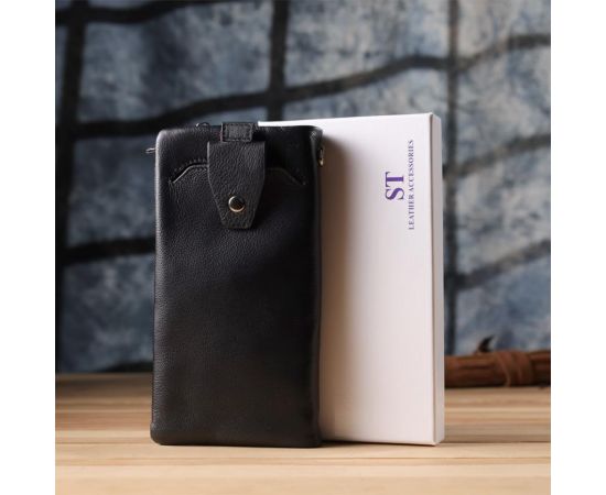 Купить Женский кожаный кошелек-клатч с отделением под телефон ST Leather 23101 Черный, фото , изображение 10, характеристики, отзывы