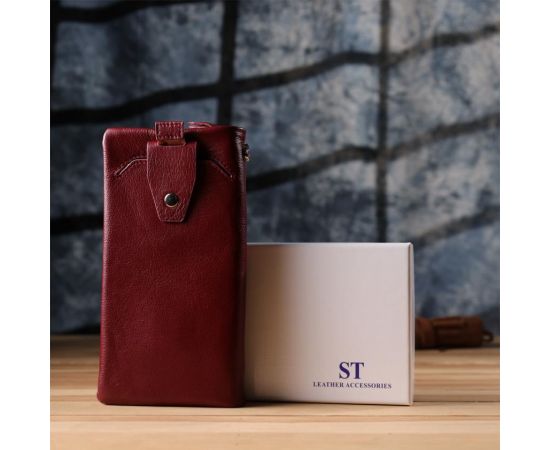 Купить Кожаный женский кошелек-клатч с отделением под телефон ST Leather 23102 Бордовый, фото , изображение 11, характеристики, отзывы