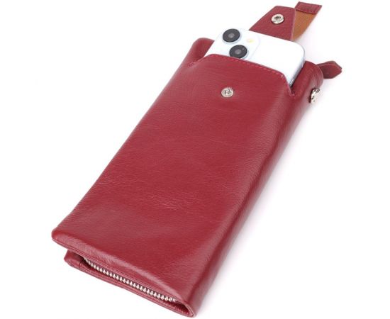 Купить Кожаный женский кошелек-клатч с отделением под телефон ST Leather 23102 Бордовый, фото , изображение 8, характеристики, отзывы