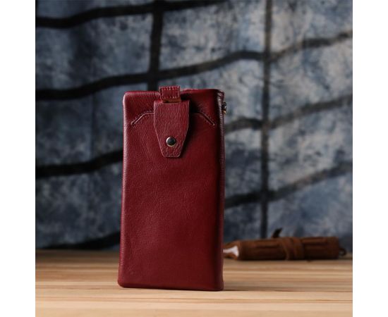 Купить Кожаный женский кошелек-клатч с отделением под телефон ST Leather 23102 Бордовый, фото , изображение 9, характеристики, отзывы