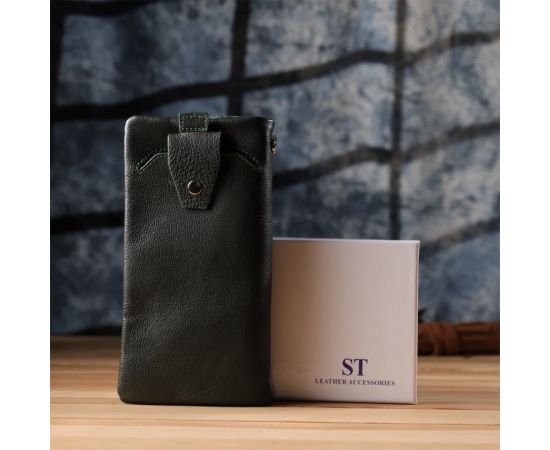 Купить Стильный кошелек-клатч для женщин с отделением под телефон ST Leather 23103 Зеленый, фото , изображение 11, характеристики, отзывы