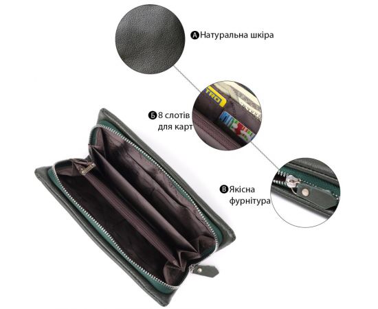 Купить Стильный кошелек-клатч для женщин с отделением под телефон ST Leather 23103 Зеленый, фото , изображение 4, характеристики, отзывы