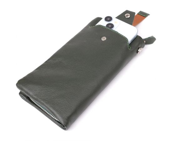 Купить Стильный кошелек-клатч для женщин с отделением под телефон ST Leather 23103 Зеленый, фото , изображение 7, характеристики, отзывы