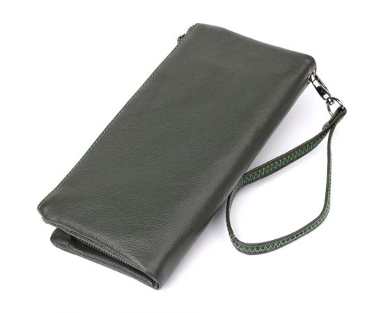 Купить Удобный кошелек для женщин с кистевым ремнем из натуральной кожи ST Leather 23104 Зеленый, фото , изображение 2, характеристики, отзывы
