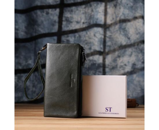 Купить Удобный кошелек для женщин с кистевым ремнем из натуральной кожи ST Leather 23104 Зеленый, фото , изображение 11, характеристики, отзывы