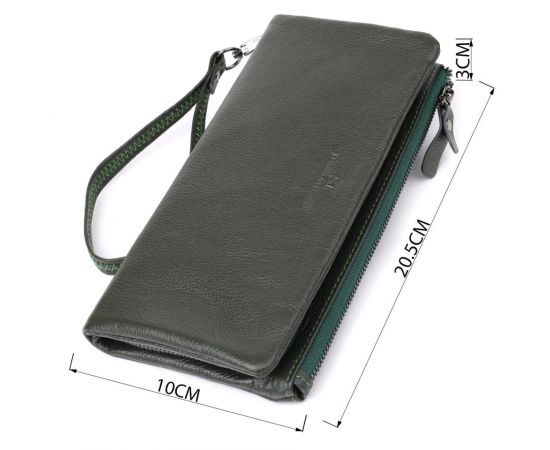Купить Удобный кошелек для женщин с кистевым ремнем из натуральной кожи ST Leather 23104 Зеленый, фото , изображение 3, характеристики, отзывы