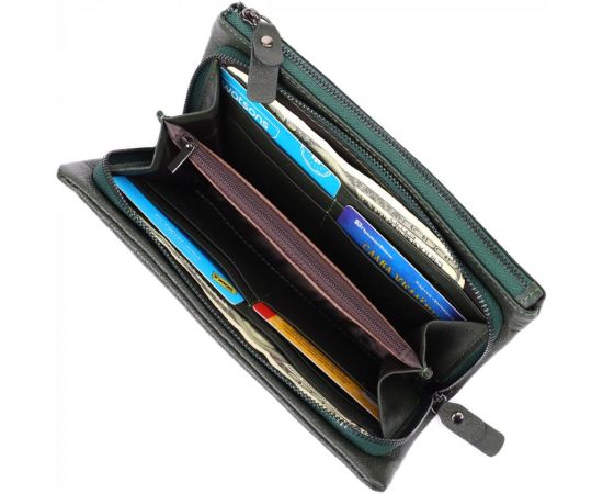 Купить Удобный кошелек для женщин с кистевым ремнем из натуральной кожи ST Leather 23104 Зеленый, фото , изображение 6, характеристики, отзывы