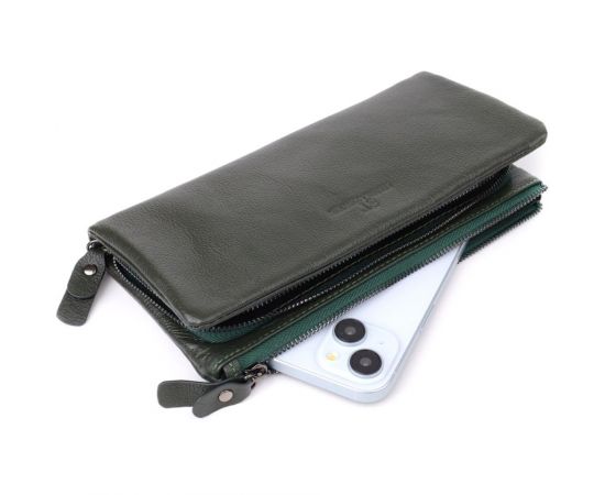 Купить Удобный кошелек для женщин с кистевым ремнем из натуральной кожи ST Leather 23104 Зеленый, фото , изображение 8, характеристики, отзывы