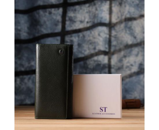 Купить Стильный кошелек для женщин с монетницей из натуральной кожи ST Leather 23106 Зеленый, фото , изображение 10, характеристики, отзывы