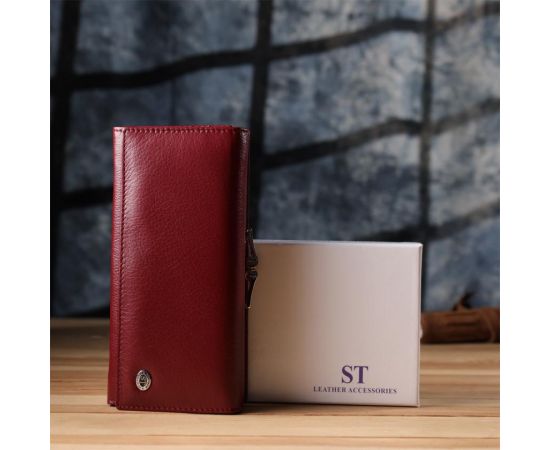 Купить Элегантный кошелек для женщин с монетницей из натуральной кожи ST Leather 23107 Бордовый, фото , изображение 11, характеристики, отзывы