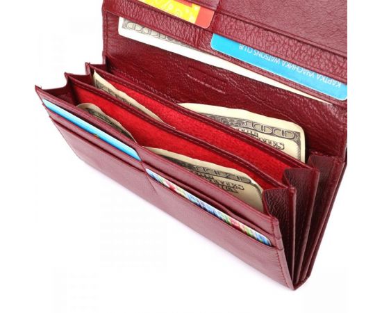 Купить Элегантный кошелек для женщин с монетницей из натуральной кожи ST Leather 23107 Бордовый, фото , изображение 7, характеристики, отзывы