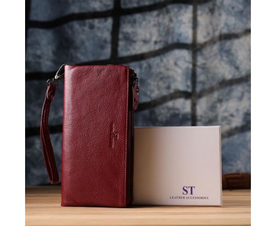 Купить Кожаный кошелек на три отделения для женщин ST Leather 23108 Бордовый, фото , изображение 11, характеристики, отзывы