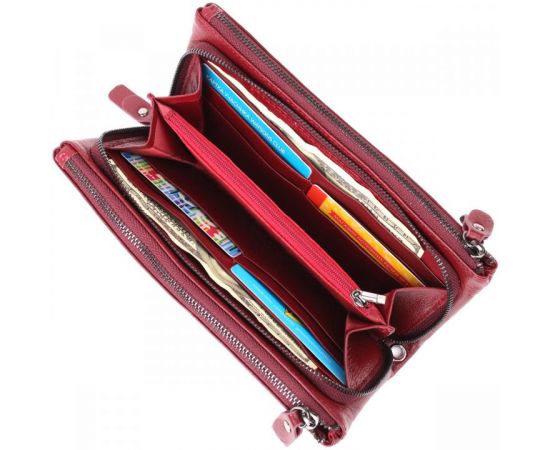 Купить Кожаный кошелек на три отделения для женщин ST Leather 23108 Бордовый, фото , изображение 7, характеристики, отзывы