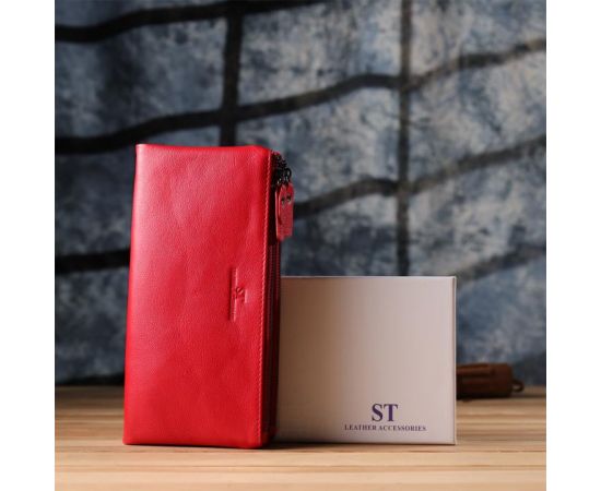 Купить Женский кожаный кошелек на три отделения ST Leather 23109 Красный, фото , изображение 11, характеристики, отзывы